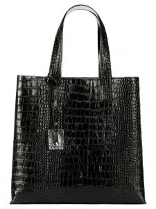 Черная сумка Askent из кожи с тиснением коллекция «Croco Nile»